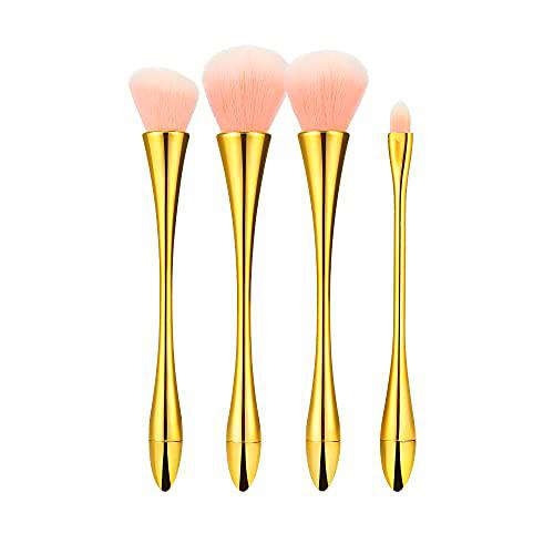 T4B MIMO Set de 4 Brochas de Cerda Rosa con Mango y Virola Dorados