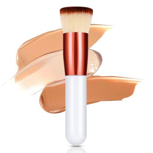 GlasFlength - Pincel de base fluida contorneada, brocha de maquillaje grande para maquillaje profesional Kabuki perfecto para mezcla líquida crema o polvo cosmético para mujer (blanco)