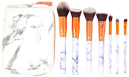 Zoë Ayla Mármol Efecto Brochas De Maquillaje 7 Piezas Set Con Funda De Piel Vegana 283 g