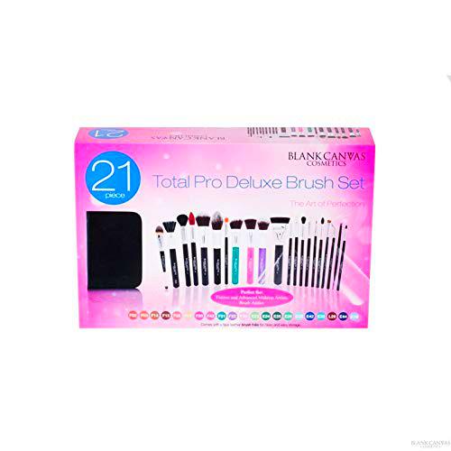 Blank Canvas Juego de 21 pinceles de maquillaje en blanco Total Pro Deluxe, 1 unidad