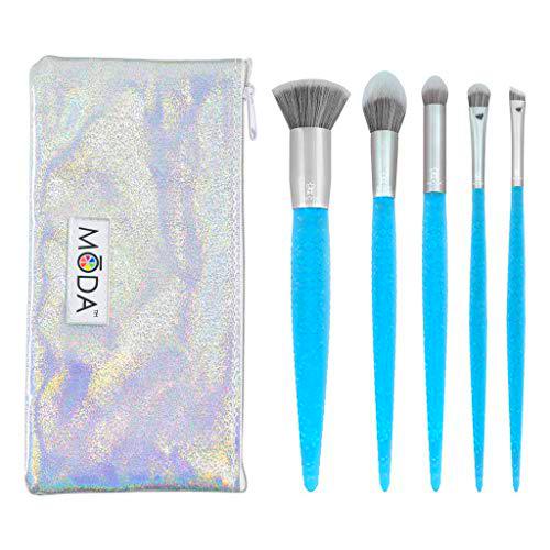 MODA Royal &amp; Langnickel Mythical Blue Fire - Juego de 6 brochas de maquillaje con bolsa