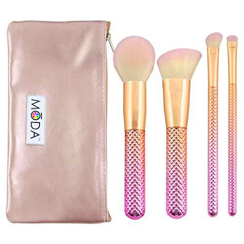 Moda Royal &amp; Langnickel - Juego de 5 brochas de maquillaje de cara completa con bolsa