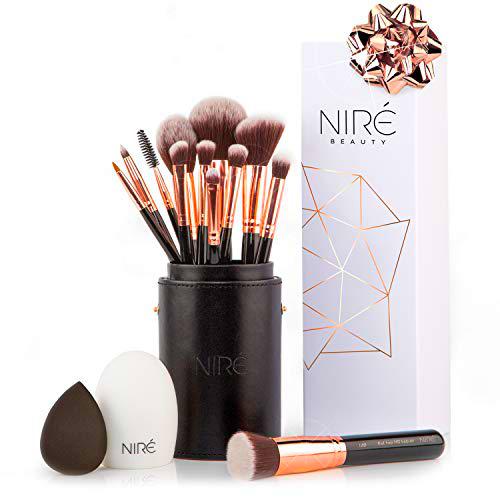 Niré Beauty Set de Brochas de Maquillaje Profesional de 15 Piezas : Brochas y Pinceles de Maquillaje