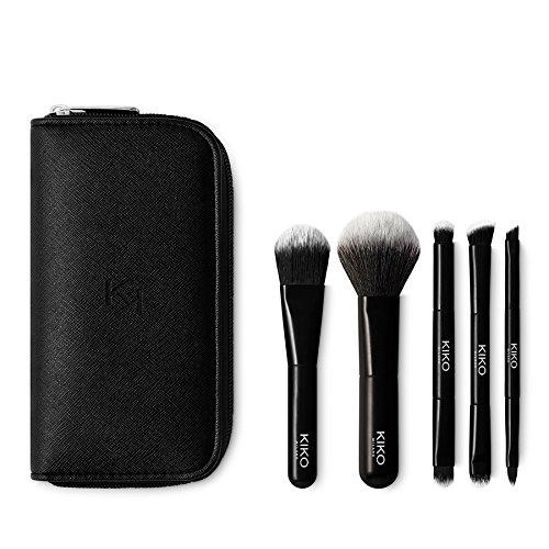 KIKO Milano Travel Brush Set | Estuche de viaje con cinco brochas/pinceles profesionales